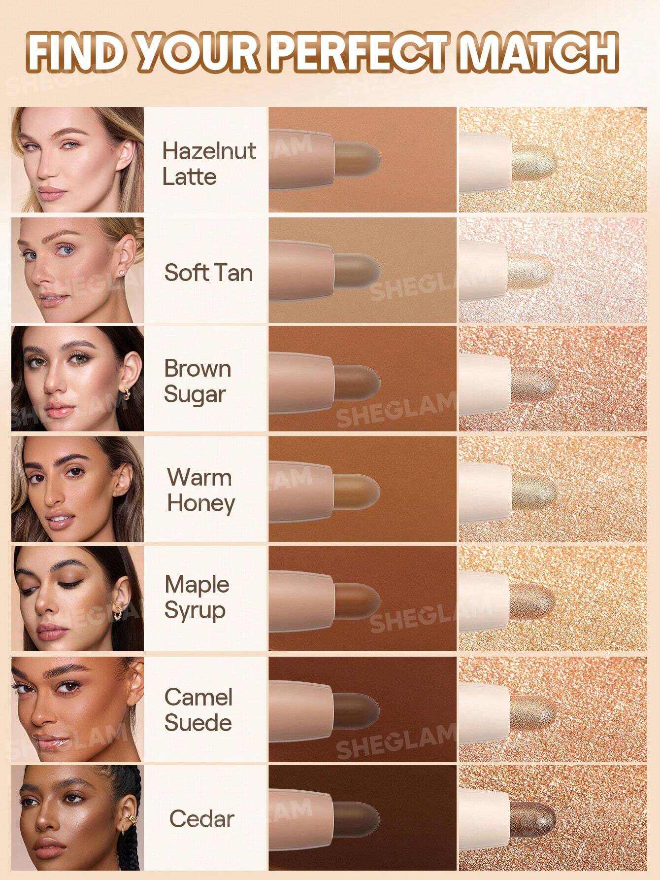 استیک کانتور و هایلایتر دوکاره رنگ brown sugar 2 استیک کانتور و هایلایتر شیگلم