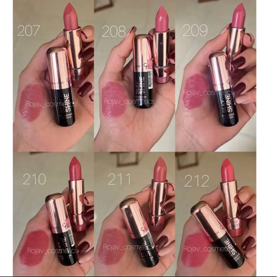 رژلب سیلکی شاین گلدن رز 5 رنگبندی رژلب سیلکی شاین گلدن رز 2